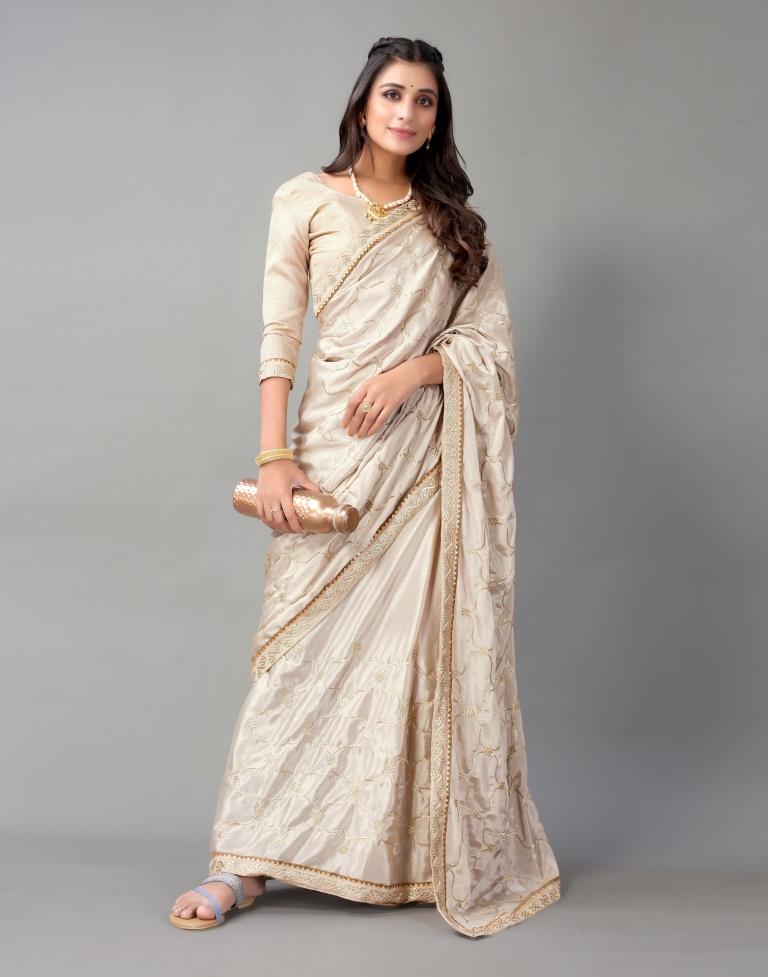 Light Brown Chinon Saree | Sudathi