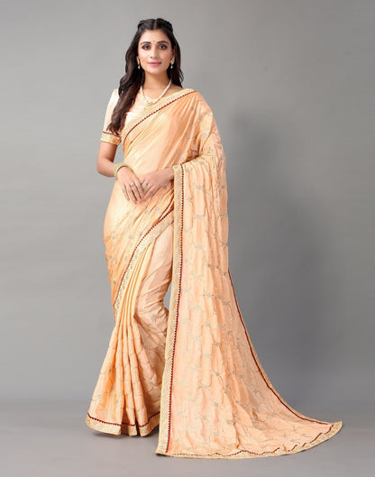 Peach Chinon Saree | Sudathi