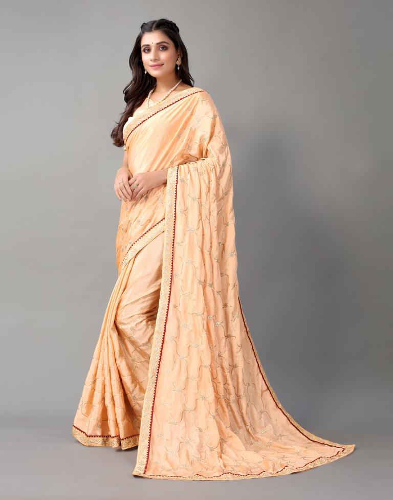 Peach Chinon Saree | Sudathi