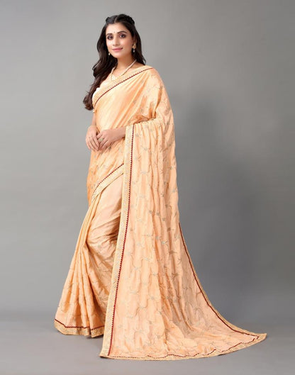 Peach Chinon Saree | Sudathi