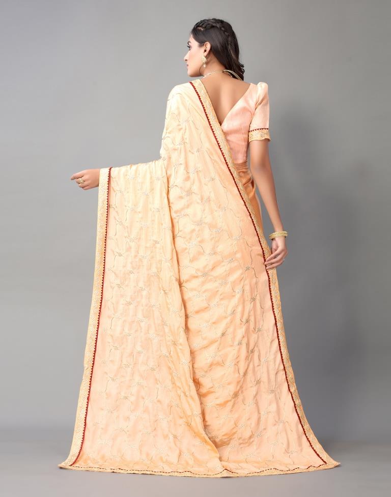 Peach Chinon Saree | Sudathi