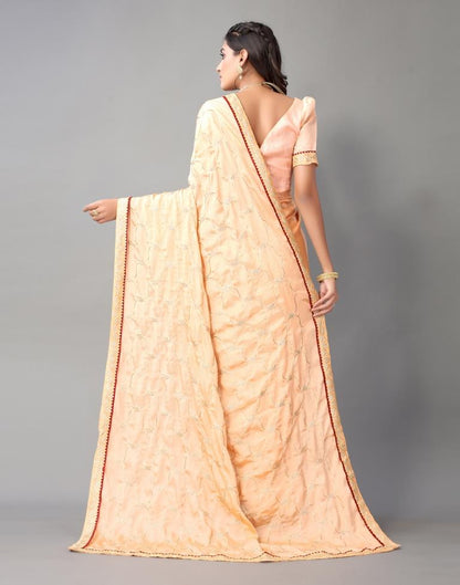 Peach Chinon Saree | Sudathi