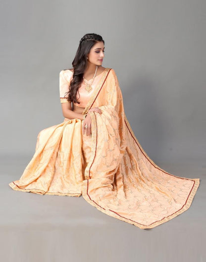 Peach Chinon Saree | Sudathi
