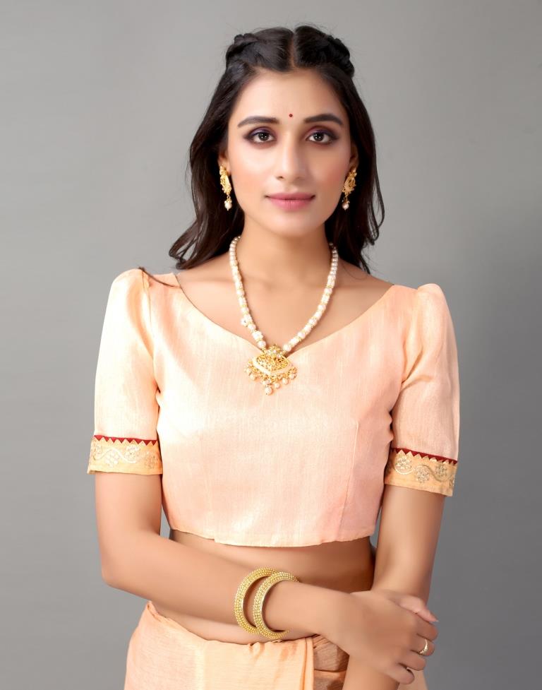 Peach Chinon Saree | Sudathi