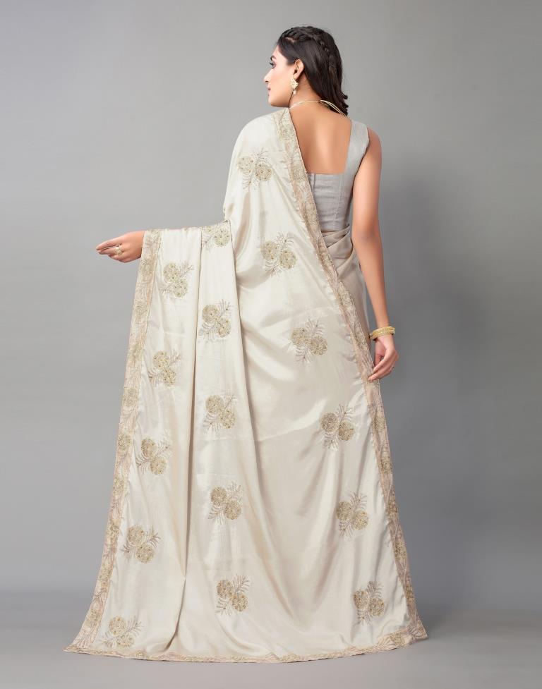 Dusty Beige Chinon Saree | Sudathi