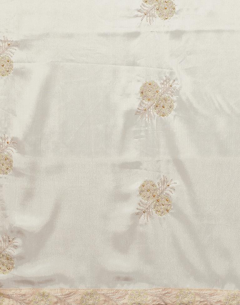 Dusty Beige Chinon Saree | Sudathi