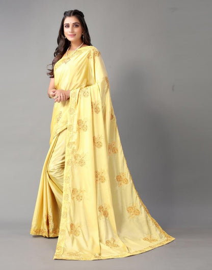 Light Yellow Chinon Saree | Sudathi