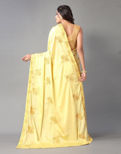 Light Yellow Chinon Saree | Sudathi