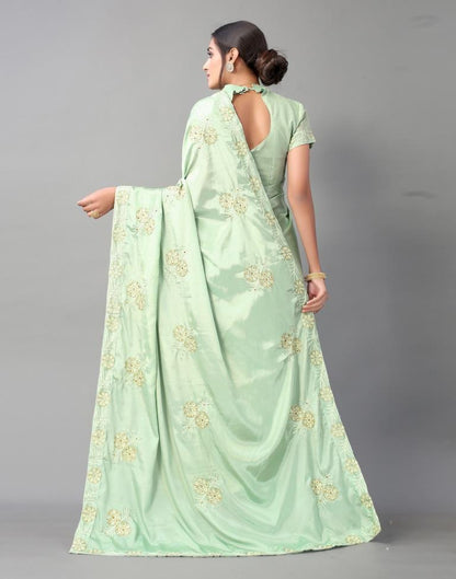 Pista Green Chinon Saree | Sudathi