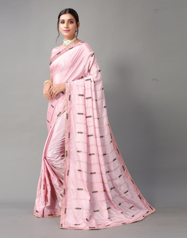 Baby Pink Chinon Saree | Sudathi