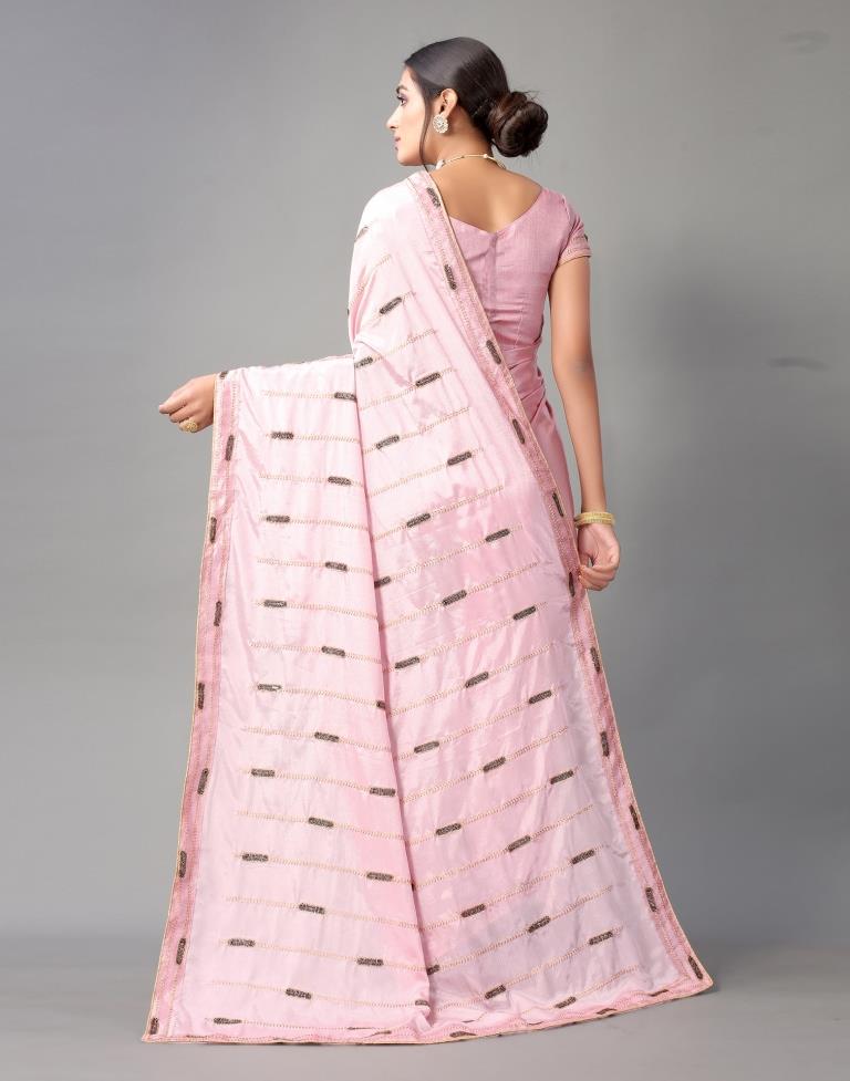 Baby Pink Chinon Saree | Sudathi