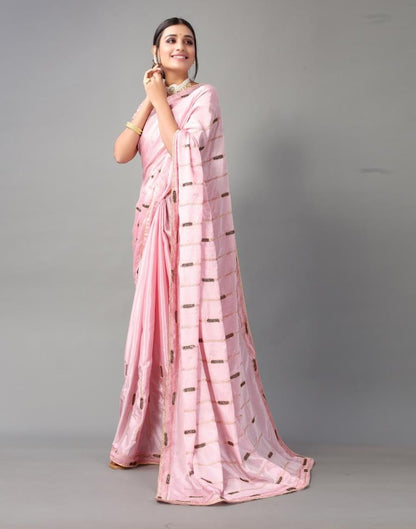 Baby Pink Chinon Saree | Sudathi