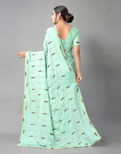Mint Green Chinon Saree | Sudathi