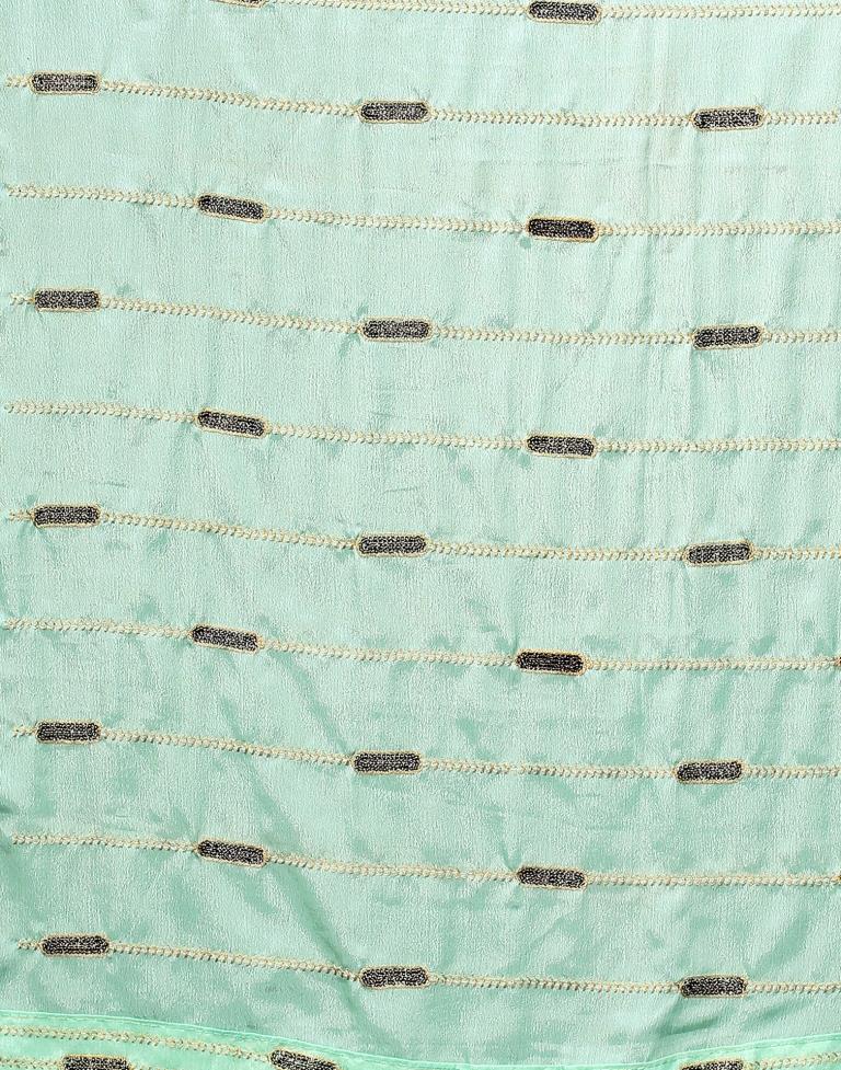 Mint Green Chinon Saree | Sudathi