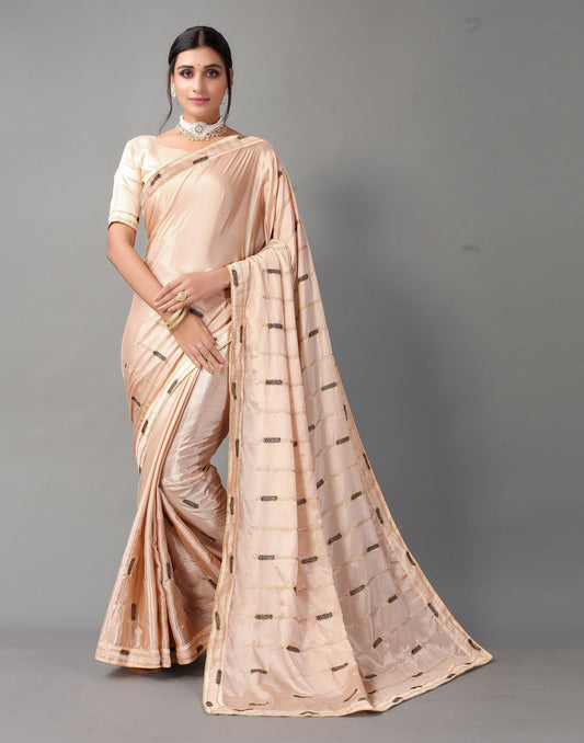 Rose Golden Chinon Saree | Sudathi