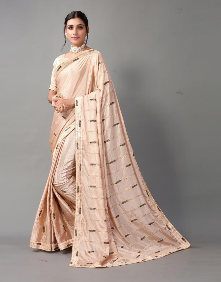 Rose Golden Chinon Saree | Sudathi