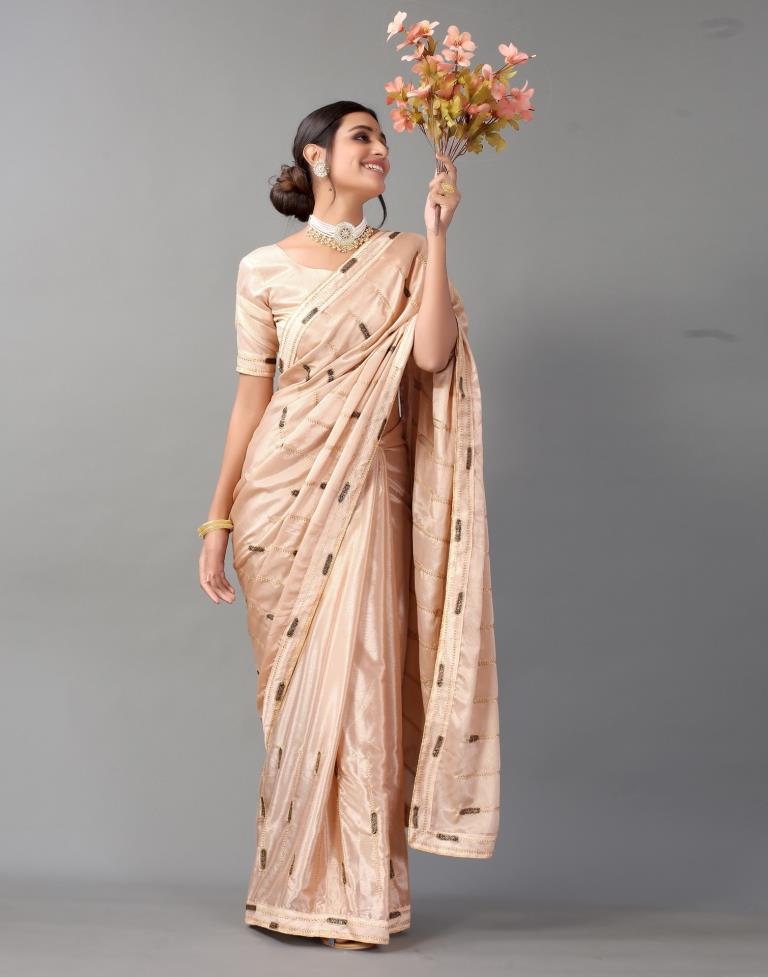 Rose Golden Chinon Saree | Sudathi