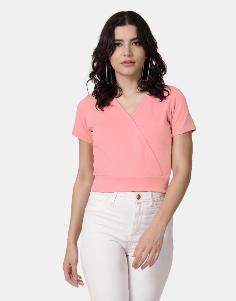 Peach Colored Lycra Knitted Top | Leemboodi