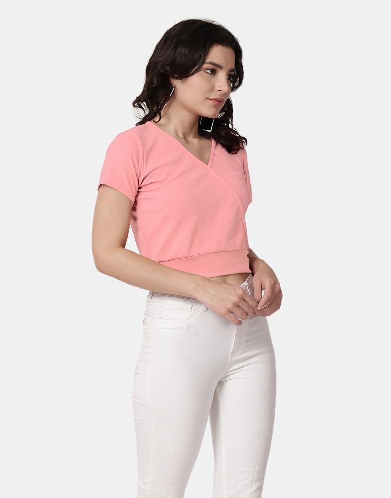 Peach Colored Lycra Knitted Top | Leemboodi