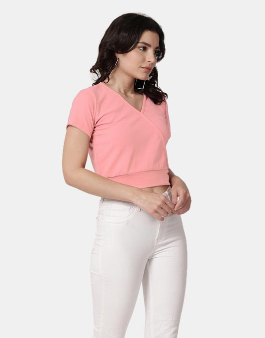 Peach Colored Lycra Knitted Top | Leemboodi