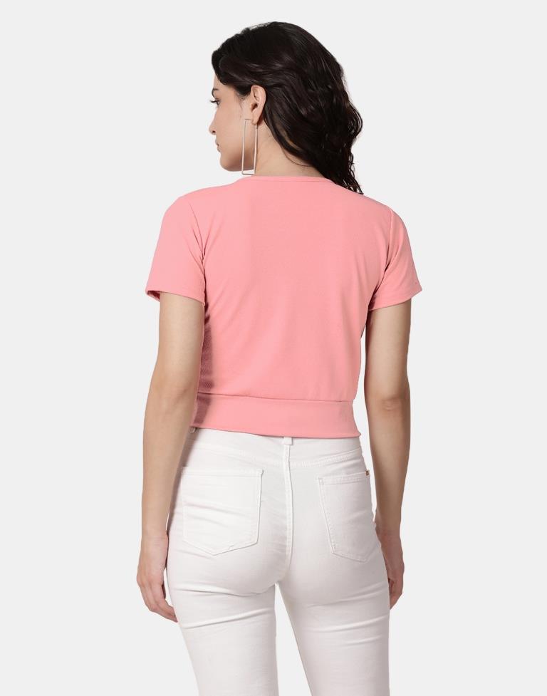 Peach Colored Lycra Knitted Top | Leemboodi