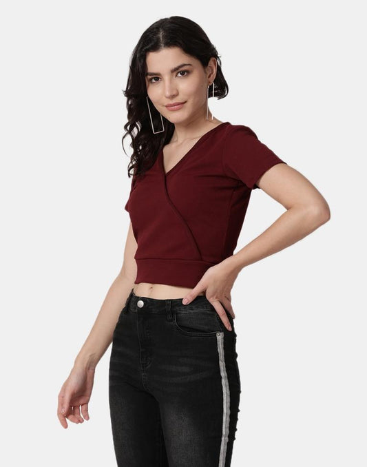Maroon Colored Lycra Knitted Top | Leemboodi