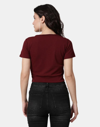 Maroon Colored Lycra Knitted Top | Leemboodi