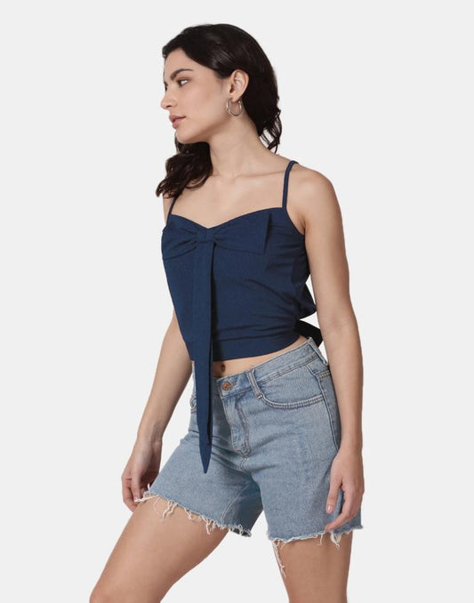 Blue Colored Lycra Knitted Top | Leemboodi