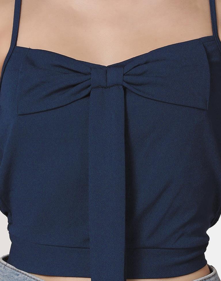 Blue Colored Lycra Knitted Top | Leemboodi
