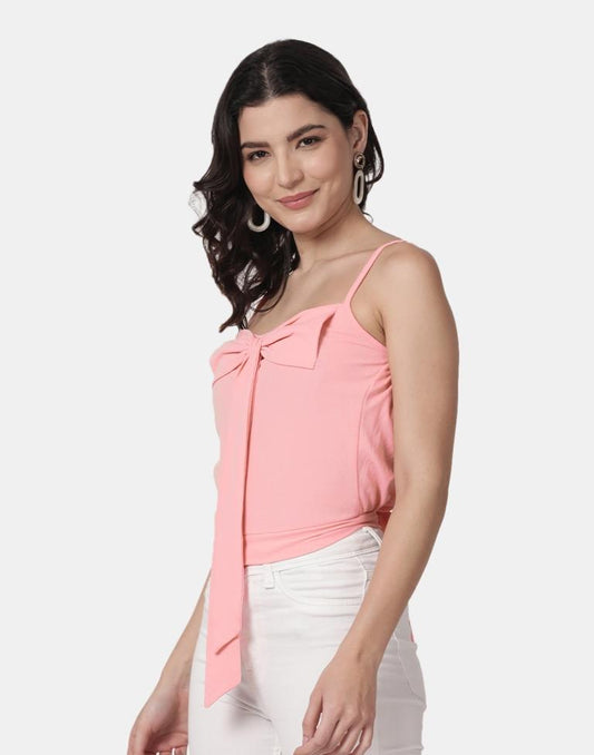Peach Colored Lycra Knitted Top | Leemboodi