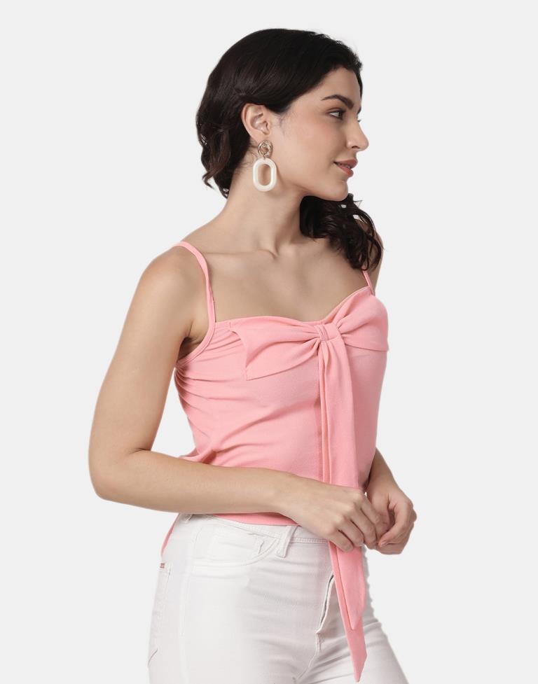 Peach Colored Lycra Knitted Top | Leemboodi