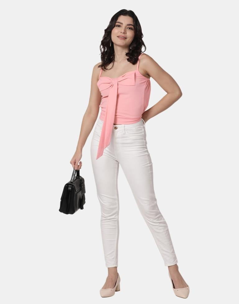 Peach Colored Lycra Knitted Top | Leemboodi