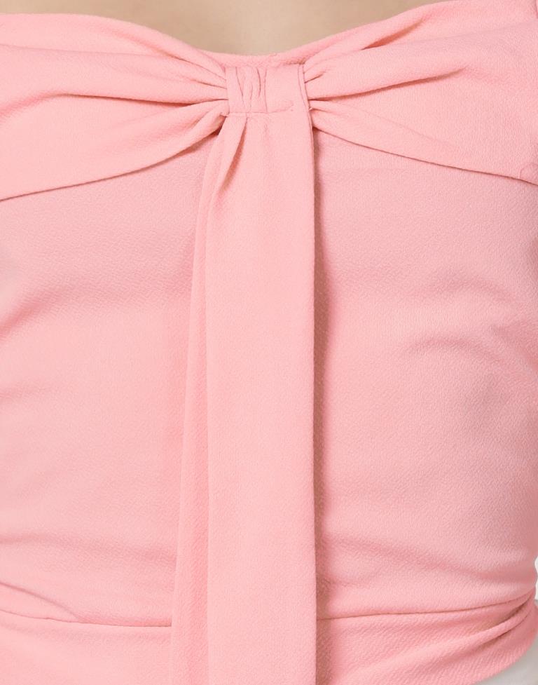 Peach Colored Lycra Knitted Top | Leemboodi
