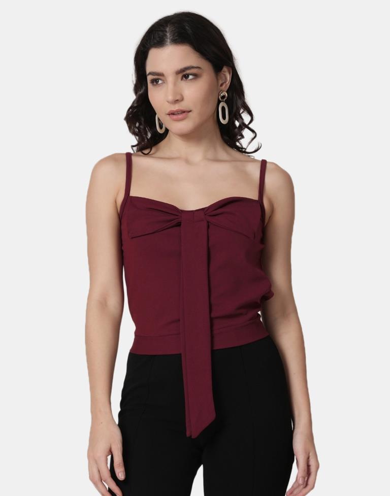 Maroon Colored Lycra Knitted Top | Sudathi