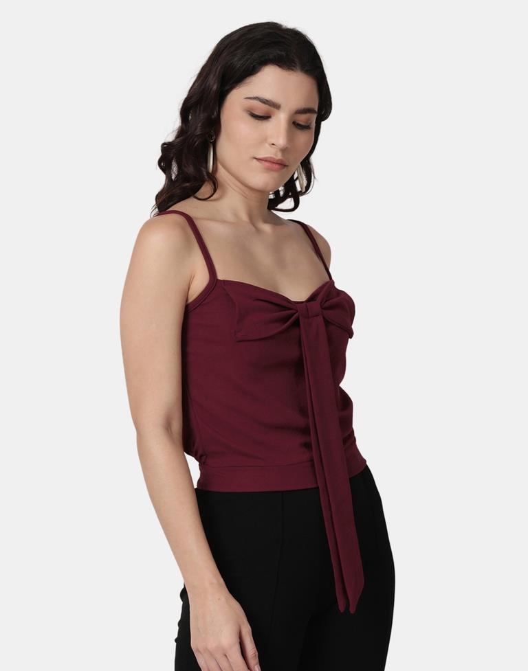 Maroon Colored Lycra Knitted Top | Sudathi