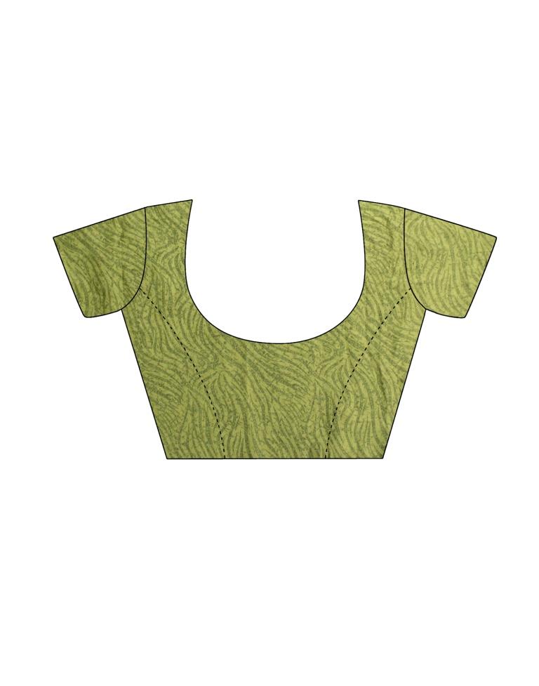 Olive Green Floral Printed Saree | Sudathi