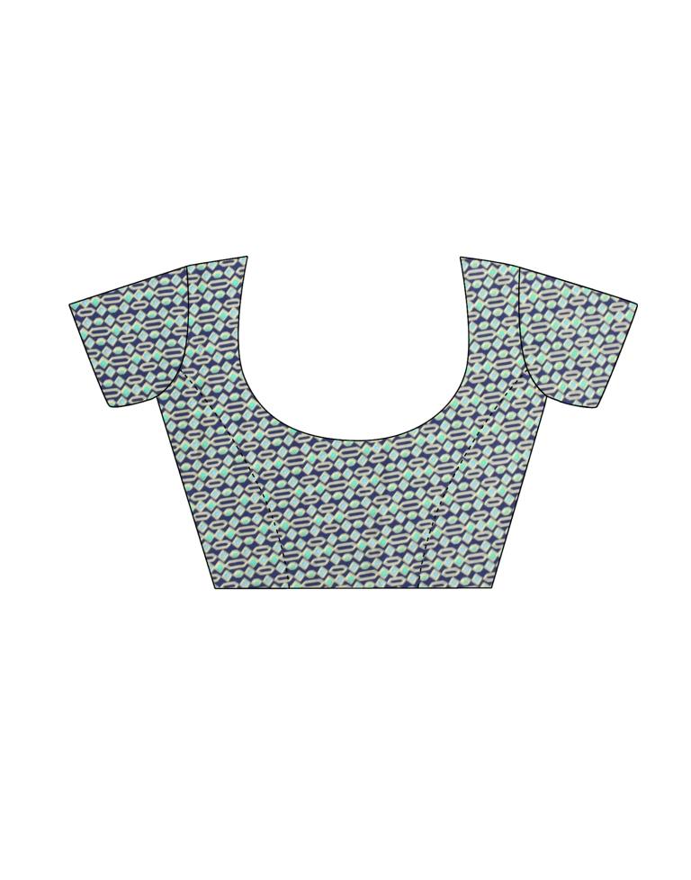 Navy Blue Floral Printed Saree | Sudathi