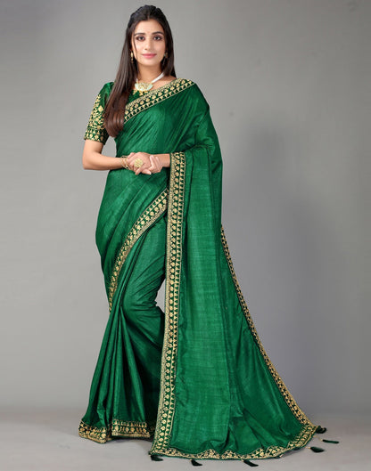 Bottle Green Silk Saree | Sudathi