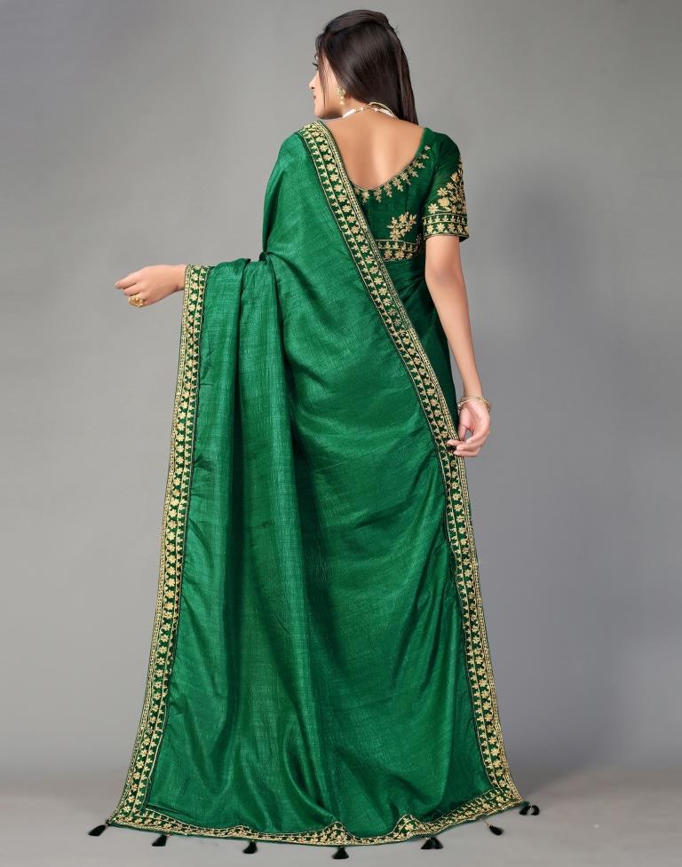 Bottle Green Silk Saree | Sudathi
