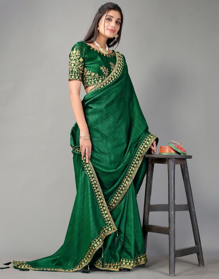 Bottle Green Silk Saree | Sudathi