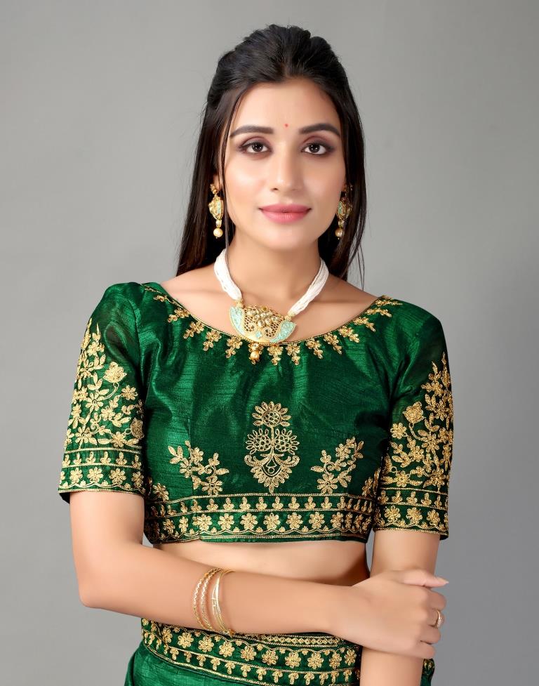 Bottle Green Silk Saree | Sudathi