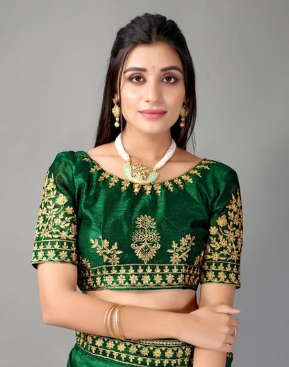 Bottle Green Silk Saree | Sudathi