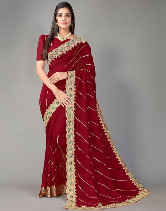 Maroon Silk Saree | Sudathi