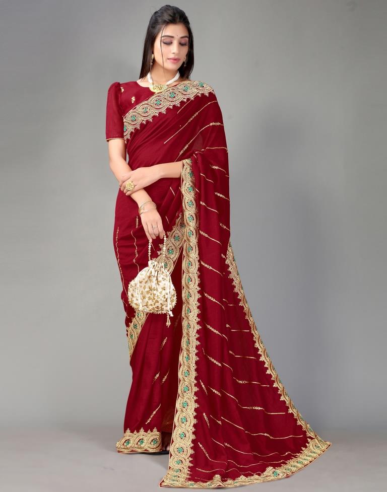 Maroon Silk Saree | Sudathi