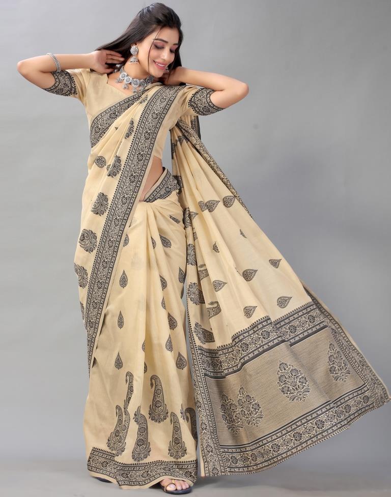 Beige Cotton Saree | Sudathi