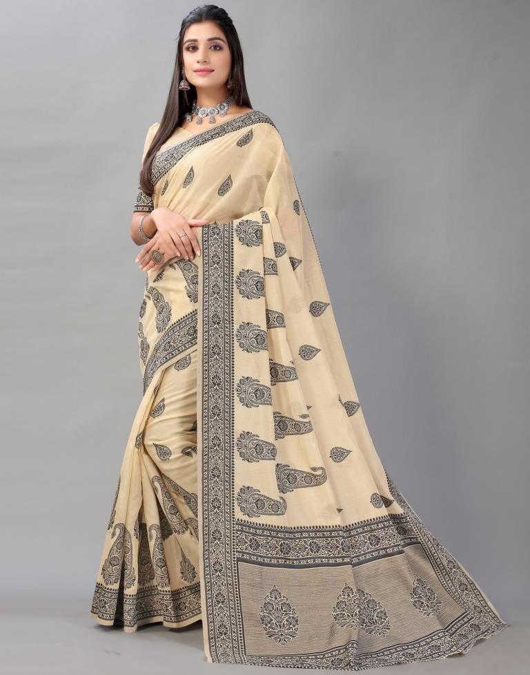 Beige Cotton Saree | Sudathi