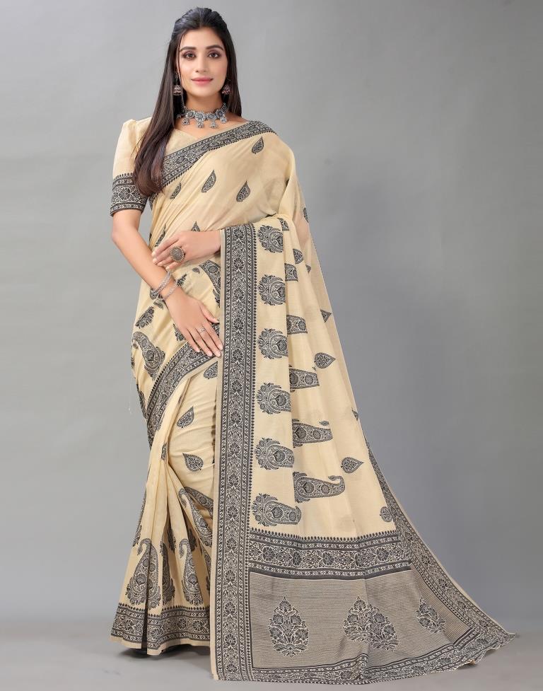 Beige Cotton Saree | Sudathi