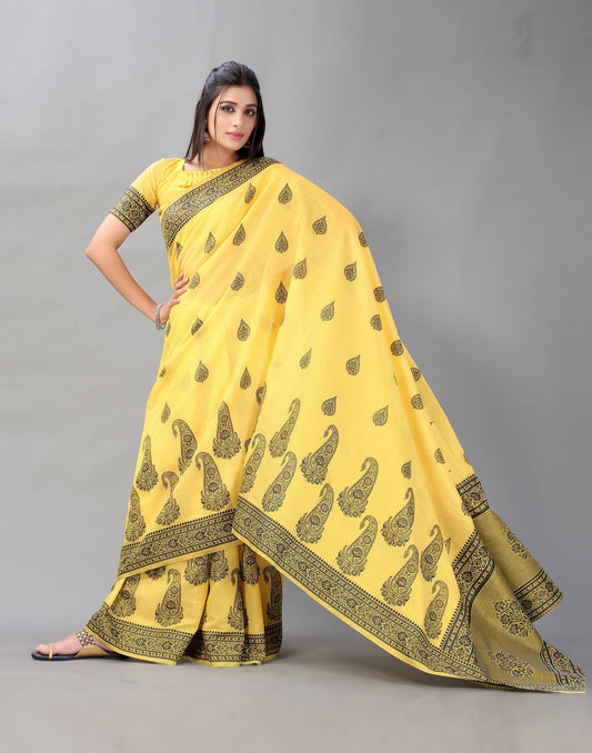 Yellow Cotton Saree | Sudathi