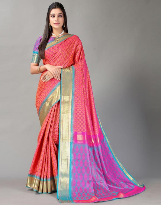 Rani Pink Banarasi Silk Saree