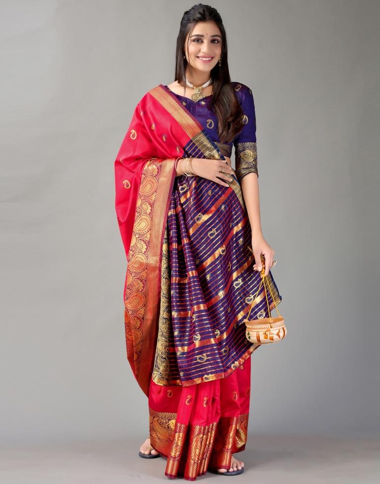 Cherry Red Silk Saree | Sudathi